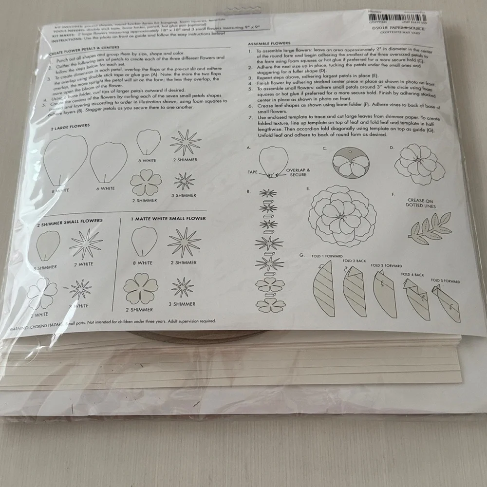 Paper Source White Floral Paper Decor
